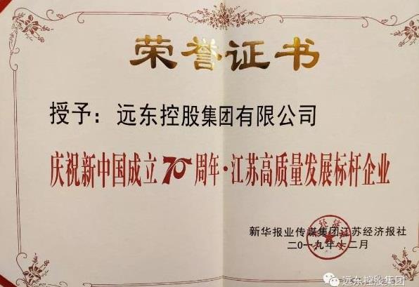 砥砺前行：远东控股集团荣获“江苏高质量发展标杆企业”